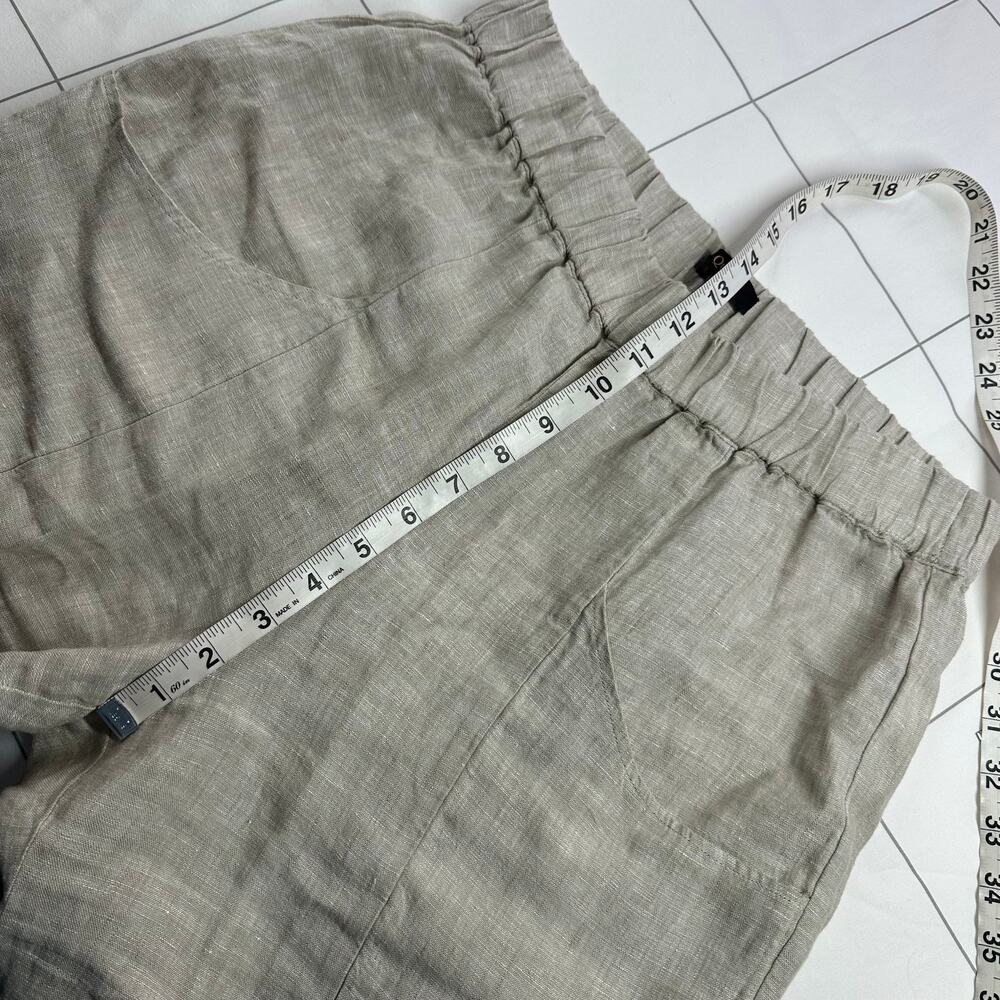 Quince Pants Womens Medium Flax Cream 100% European Linen Tapered Ankle Relaxed - Picture 9 of 12
